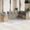 Image de Vidaxl Salon de jardin modulable - 9 pièces - Résine tressée - 9 personnes - Beige