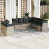 Image de vidaXL Salon de Jardin avec Coussins 9 pcs, Canapés avec Pieds Réglables, Ensemble de Meubles d'Extérieur Patio Terrasse, 3217842