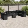 Image de Salon de jardin vidaXL 11 pcs avec coussins noir résine tressée avec table