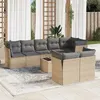 Image de Vidaxl Salon de jardin modulable - Lot de 9 pièces - Résine tressée beige - 8 personnes
