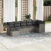 Image de Salon de jardin modulable vidaxl resine tressee 7 pieces gris 55 x 62 x 69 cm 7 personnes