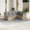 Image de vidaXL Salon de jardin modulable - Lot de 7 pièces - Résine tressée - 7 personnes - Beige
