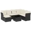 Image de Salon de jardin vidaXL 8 pcs avec coussins noir et biege tressée