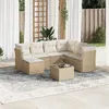 Image de Salon de jardin modulable vidaxl resine tressee 8 pieces beige 55 x 62 x 69 cm 7 personnes
