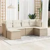 Image de Vidaxl Salon de jardin modulable 6 pièces résine tressée beige 6 personnes table fixe