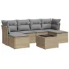 Image de Salon de jardin vidaXL avec coussins 7 pcs beige résine tressée sans table