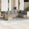 Image de Vidaxl Salon de jardin modulable - Lot de 9 pièces - Résine tressée beige - 9 personnes
