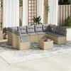 Image de Salon de jardin modulable Vidaxl rotin beige 10 pieces 9 personnes