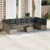 Image de Salon de jardin modulable - Pack de 11 pièces - 10 personnes - Gris - Résine tressée - Table 55x62x69 cm