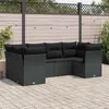 Image de vidaxl Salon de jardin modulable - Lot de 6 pièces - Résine tressée Noir - Table fixe - 6 personnes