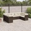 Image de vidaXL Salon de Jardin avec Coussins 9 pcs, Canapés de Terrasse, Ensemble de Meubles de Patio, Mobilier d'Extérieur, Marron 3218133