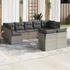 Image de Salon de jardin modulable VIDAXL rotin gris 9 pieces 9 personnes