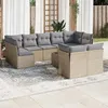 Image de Vidaxl Salon de jardin modulable - 10 pièces - Rotin - Beige - 9 personnes
