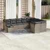Image de Vidaxl Salon de jardin modulable - Pack de 10 pièces - Résine tressée grise 9 personnes - Table 55x62x69 cm