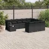 Image de vidaXL Salon de jardin 11 pcs avec coussins noir résine tressée 3218255