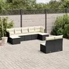 Image de vidaXL Salon de jardin 9 pcs avec coussins noir résine tressée 3218266