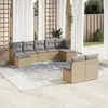 Image de Salon de jardin modulable vidaxl rotin beige 9 pieces 55 x 62 x 69 cm 9 personnes