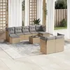 Image de Salon de jardin modulable vidaxl resine tressee 9 personnes beige 55 x 62 x 69 cm 10 pieces