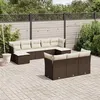 Image de vidaXL Salon de Jardin avec Coussins 10 pcs, Canapés de Terrasse, Ensemble de Meubles de Patio, Mobilier d'Extérieur, Marron 3218333