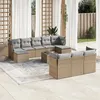 Image de Salon de jardin modulable vidaxl rotin beige 2 personnes 55 x 62 x 69 cm 11 pieces