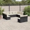 Image de vidaXL Salon de jardin 11 pcs avec coussins noir résine tressée 3218346