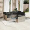 Image de vidaXL Salon de Jardin avec Coussins 11 pcs, Canapés de Terrasse, Ensemble de Meubles d'Extérieur Patio, Moderne, Gris Clair 3218352