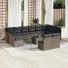 Image de vidaXL Salon de jardin avec coussins 13 pcs gris résine tressée 3218380