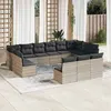 Image de vidaXL Salon de Jardin avec Coussins 13 pcs, Canapés de Terrasse, Ensemble de Meubles d'Extérieur Patio, Moderne, Gris Clair 3218392