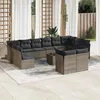 Image de Salon de jardin modulable vidaxl resine tressee 13 pieces 12 personnes 55 x 62 x 69 cm gris