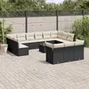 Image de vidaXL Salon de jardin avec coussins 14 pcs noir résine tressée 3218456