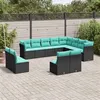 Image de Salon de jardin modulable GENERIQUE resine tressee 12 pieces noir 55 x 62 x 69 cm