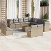 Image de Salon de jardin modulable vidaxl rotin beige 14 pieces 55 x 62 x 69 cm 12 personnes