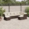 Image de vidaXL Salon de Jardin avec Coussins 9 pcs, Canapés de Patio, Ensemble de Meubles, Mobilier de Terrasse Extérieur, Marron 3218573