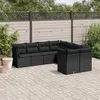 Image de vidaXL Salon de jardin 8 pcs avec coussins noir résine tressée 3218585