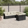 Image de vidaXL Salon de jardin 8 pcs avec coussins noir résine tressée 3218586