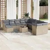 Image de vidaxl Salon de jardin modulable - Lot de 12 pièces - Résine tressée beige - 11 personnes - 62 x 62 x 69 cm