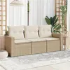 Image de Salon de jardin modulable vidaxl resine tressee 3 pieces beige 65.5 x 62 x 69 cm 3 personnes