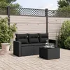 Image de vidaXL Salon de jardin 4 pcs avec coussins noir résine tressée 3218655