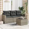 Image de vidaXL Salon de Jardin avec Coussins 4 pcs, Canapés avec Pieds Réglables, Ensemble de Meubles d'Extérieur Patio Terrasse, 3218662