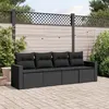 Image de vidaXL Salon de jardin 4 pcs avec coussins noir résine tressée 3218665