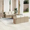 Image de Salon de jardin modulable vidaxl resine tressee 6 personnes 7 pieces 65.5 x 62 x 37 cm beige