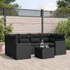 Image de vidaXL Salon de jardin 7 pcs avec coussins noir résine tressée 3218705