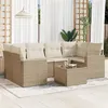 Image de Vidaxl Salon de jardin modulable - Lot de 7 pièces - Rotin beige - 6 personnes