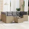 Image de Vidaxl Salon de jardin modulable - Lot de 7 pièces - Résine tressée beige 6 personnes (65.5 x 62 x 37 cm)