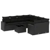 Image de vidaXL Salon de jardin 9 pcs avec coussins noir résine tressée 3218745