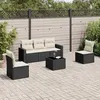 Image de vidaXL Salon de jardin 6 pcs avec coussins noir résine tressée 3218786