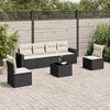 Image de vidaXL Salon de jardin 7 pcs avec coussins noir résine tressée 3218806