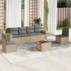 Image de Salon de jardin modulable vidaxl rotin 6 personnes beige 65.5 x 62 x 37 cm 7 pieces