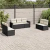 Image de vidaXL Salon de jardin 7 pcs avec coussins noir résine tressée 3218816