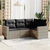 Image de vidaXL Salon de jardin 4 pcs avec coussins gris clair résine tressée 3218902